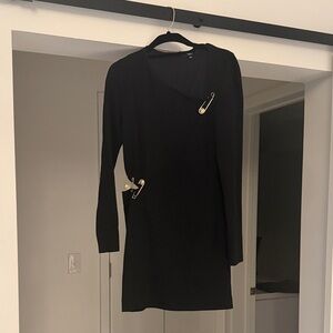 Versus Versace Black Dress with Gold Safety Pins 44